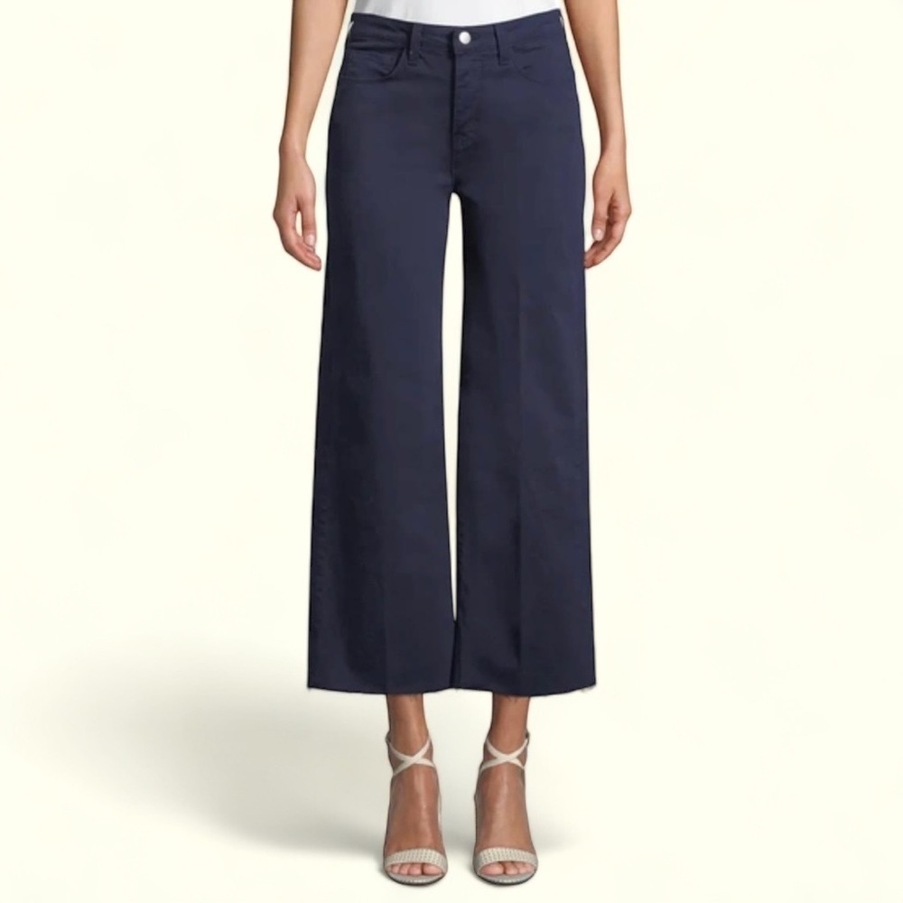 L'Agence Danica High Rise Wide‎ Leg Linen Trouser Pants in Navy Women's 30